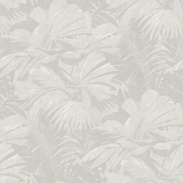 Seabrook Designs Masquerade Tropical Leaf Metallic Silver and Grey Paper Strippable Roll (Covers 60.75 sq. ft.)
