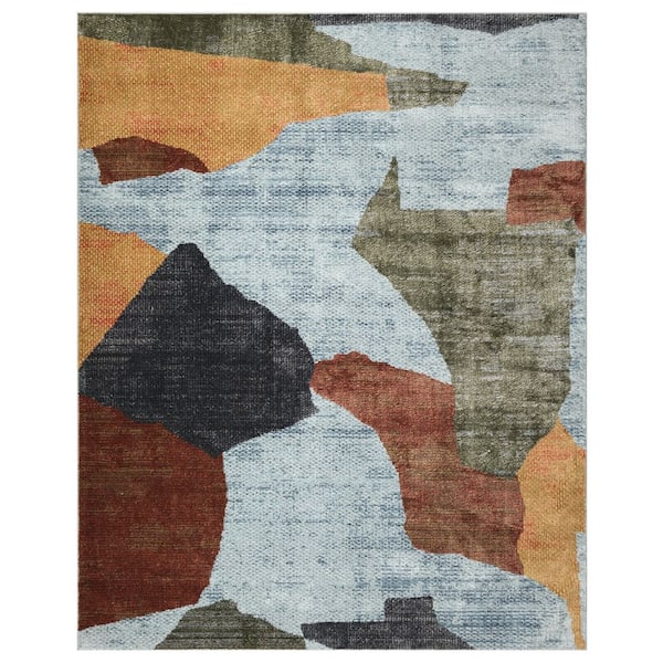 Nordic Blue Multicolor 8 ft. x 10 ft. Abstract Contemporary Area Rug