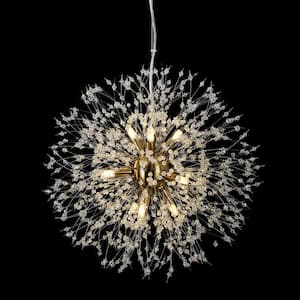 Oliver 9-Light Brass Gold Contemporary Firework Colorful Crystal Starlight Chandelier