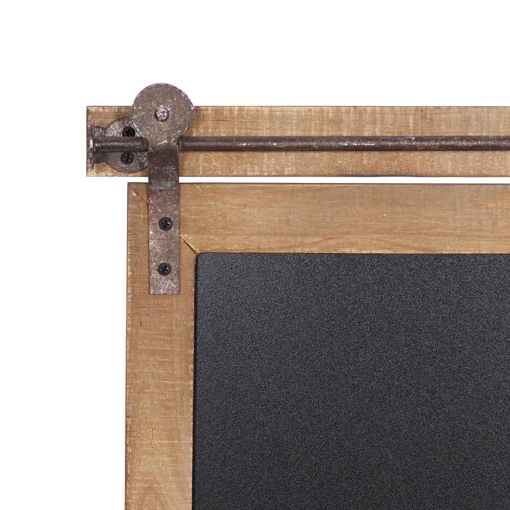 Brown Wood and Metal Chalkboard Sign with Barn Door Top