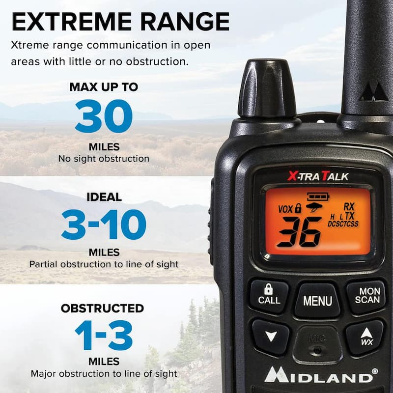 Extended 30 Mile Range Rechargeable Waterproof Digital 2-Way Radio with Charger (3-Pack)