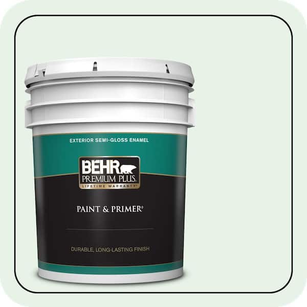 BEHR PREMIUM PLUS 5 gal. #PPL-25 Sign of Spring Semi-Gloss Enamel Exterior Paint & Primer
