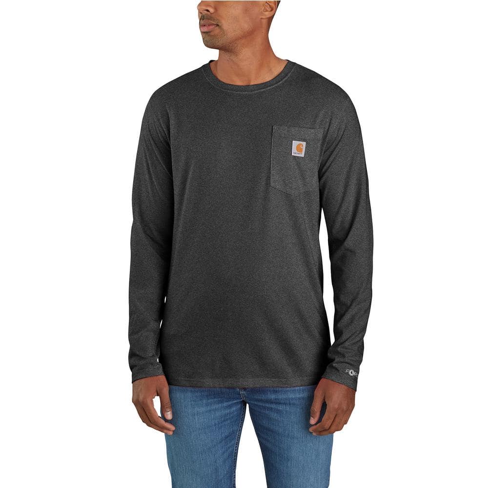 Carhartt Men's Large Carbon Heather Cotton/Polyester Force Relaxed Fit ...