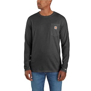 Men's XX-Large Carbon Heather Cotton/Polyester Force Relaxed Fit Midweight Long Sleeve Pocket T-Shirt