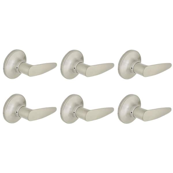 Straight Satin Nickel Hall/Closet Door Lever (6-Pack)