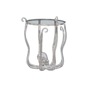 Olivia Silver Aluminum Octopus 20" Round Side Table