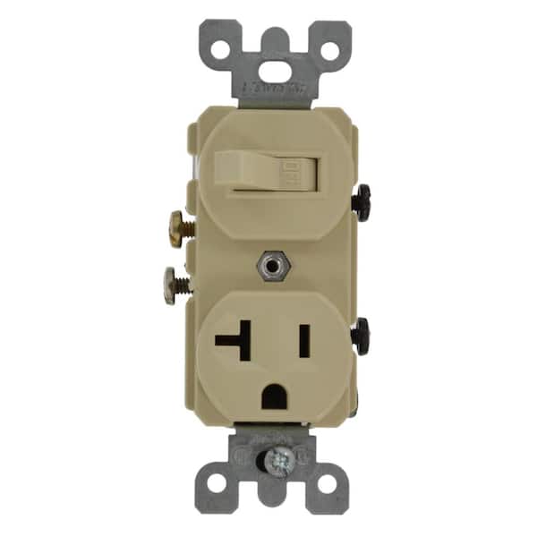 Leviton 20 Amp Commercial Grade Combination Single Pole Switch and Receptacle, Ivory