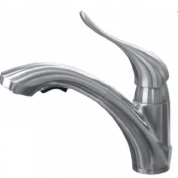 Unbranded Single Handle Deck Mounted Standard Kitchen Faucet with Deckplate Included in Stainless Steel