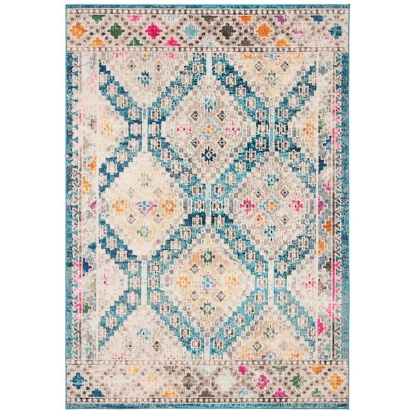 SAFAVIEH Madison Dark Blue/Yellow 5 ft. x 8 ft. Geometric Area Rug
