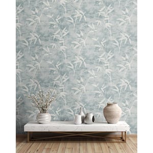 Blue Smoke Honshu Bamboo Paper Unpasted Wallpaper Roll (56 sq. ft.)