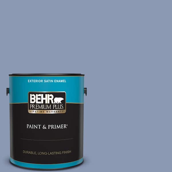 BEHR PREMIUM PLUS 1 gal. #600F-5 Blueberry Buckle Satin Enamel Exterior Paint & Primer