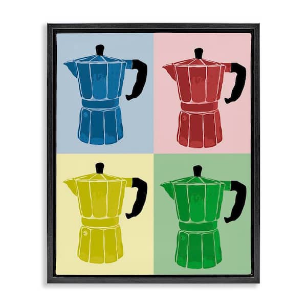 Stupell Industries Coffee Espresso Pop Style by Daniela Santiago Black Floater Frame Food Graphic Art Print 21 in. x 17 in.