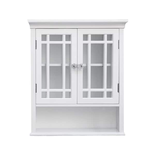Neal 22 in. W x 24 in. H Bathroom Wall Cabinet with 2 Glass Doors in White