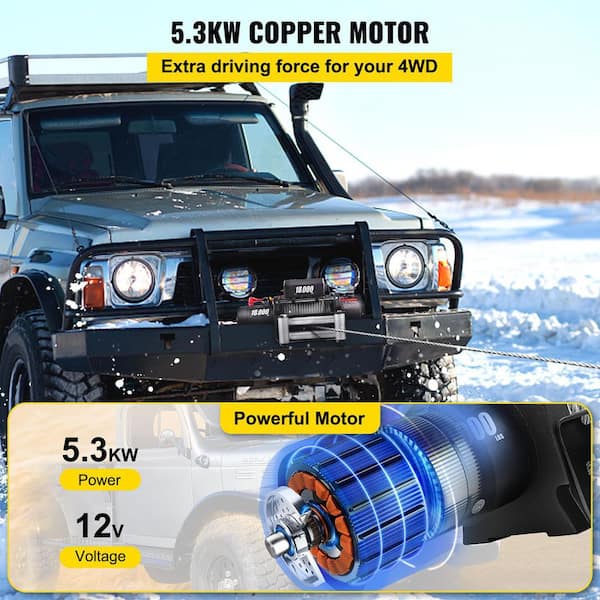 VEVOR JCPJ1.8WBG75FT001M2 18,000 lbs. Electric Winch 75 ft. Steel Cable and 12 Volt Truck Winch with Wireless Remote Control and Powerful Motor - 3