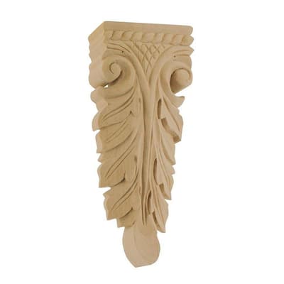 American Pro Decor 17-1/4 in. x 2 in. x 3/8 in. Unfinished Hand Carved ...