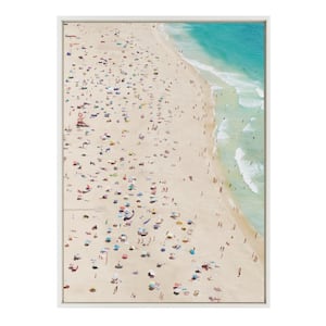 Sylvie "Crowded Beach from Above" by Amy Peterson Art Studio Framed Canvas Wall Art 38 in. x 28 in.
