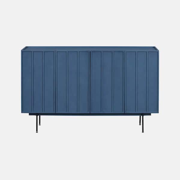 wetiny 33.8 in. H Navy Blue Modern Cabinet with 4 Doors