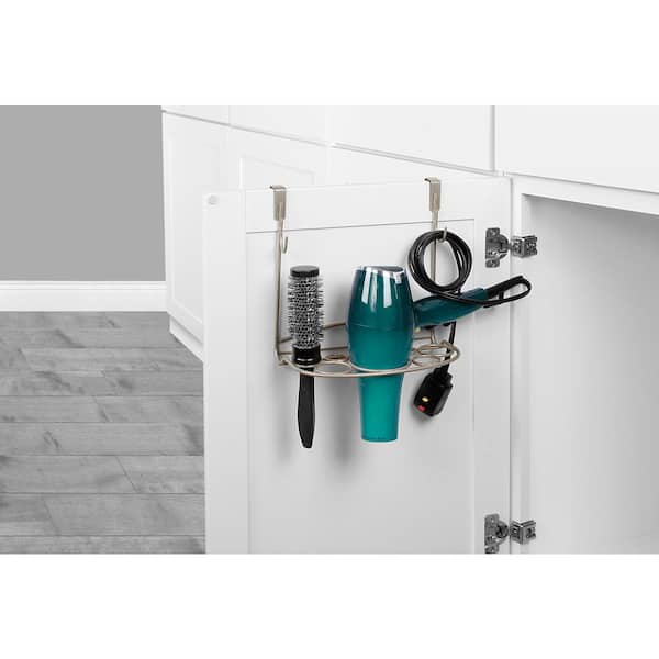 Spectrum MyBella 9.625 in. W Over the Cabinet Shapes Styling Rack in Satin Nickel Powder Coat