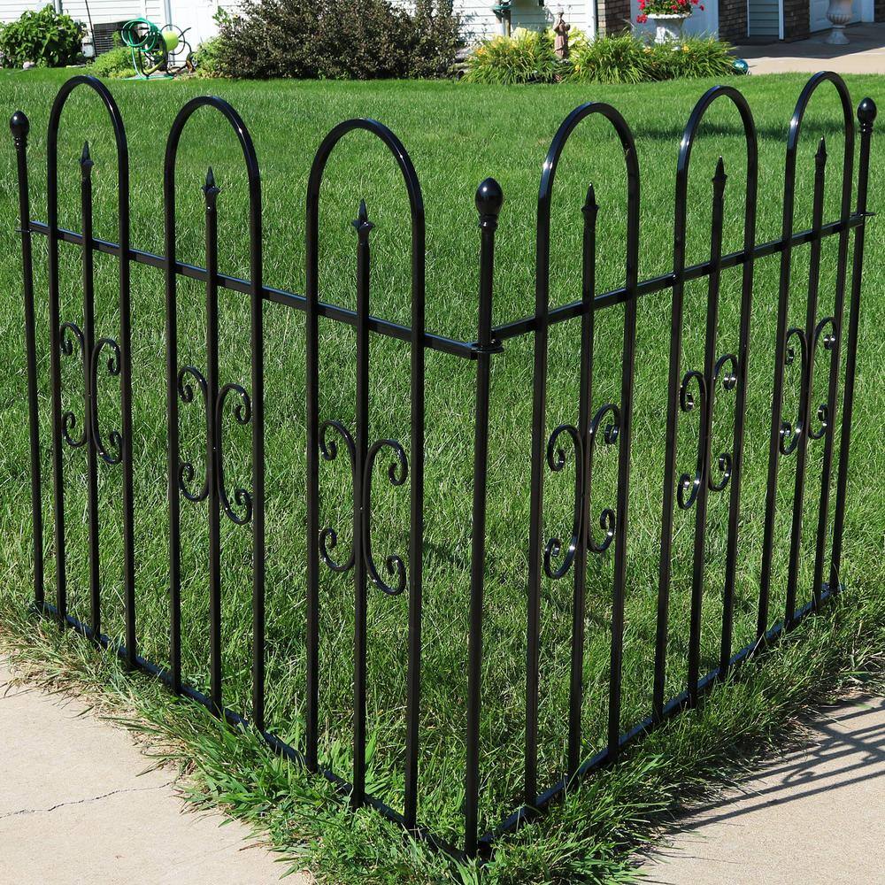 Black Iron Decorative Garden Border Fence Panels Set