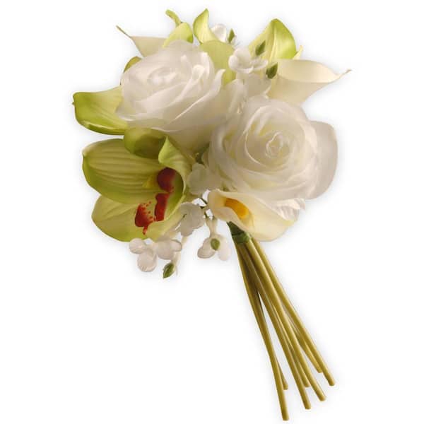 National Tree Company 10 in. Artificial Garden Accents Rose and Calla Lily Bouquet