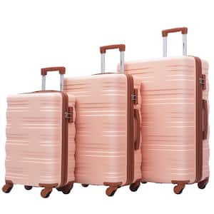 Baby Pink Lightweight 3-Piece Expandable ABS Hardshell Spinner Luggage Set with 3-Step Telescoping Handle and TSA Lock