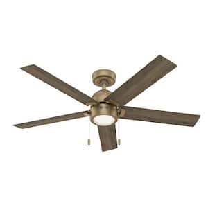 Erling 52 in. Integrated LED Indoor Burnished Brass Ceiling Fan with Light Kit Included