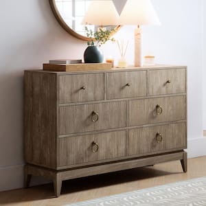 Frieder 54 in. Wide 7 Drawer Acorn Dresser with Wooden Base