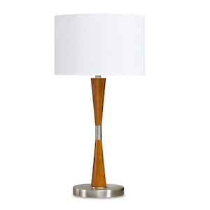 Century 28 in. Brushed Nickel Wood Table Lamp