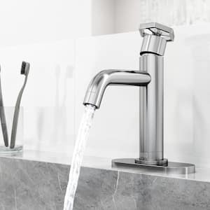 Ruxton Pinnacle Single Handle Single-Hole Bathroom Faucet Set with Deck Plate in Brushed Nickel