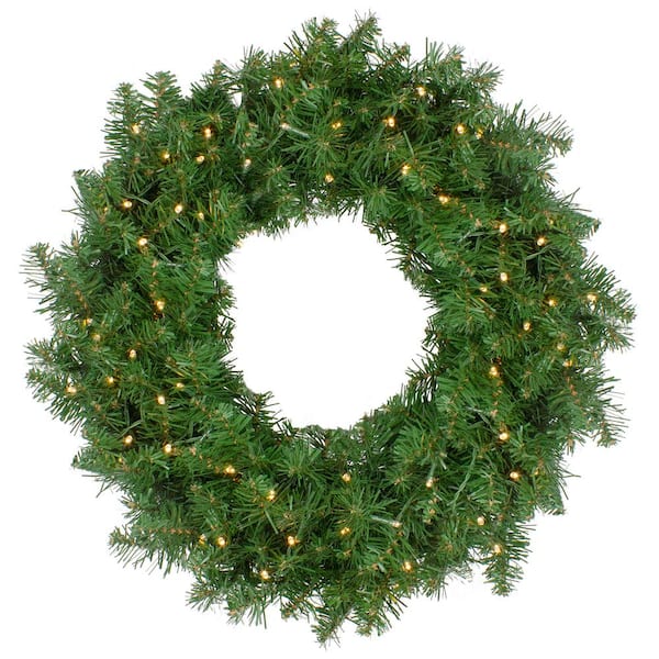 Northlight 24 in. Green Pre-Lit Vernon Pine Artificial Christmas Wreath with 50 Warm White LED Lights
