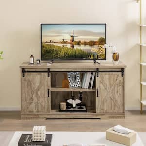 Gray Oak TV Stand Fits TV's up to 65 in. with Storage Cabinet