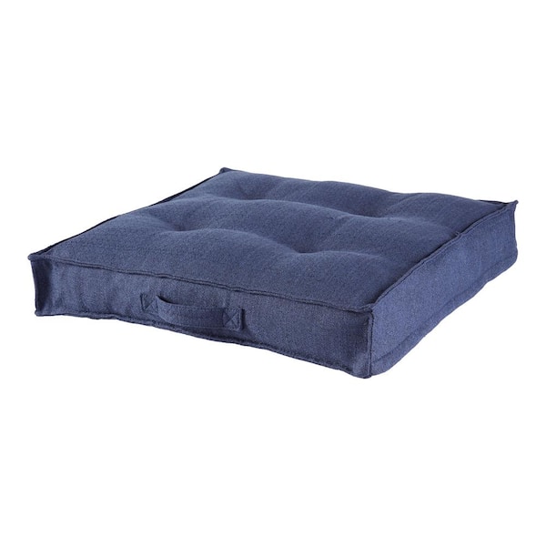 Happy Hounds Milo Large Cobalt Square Tufted Polyester Pillow Dog Bed