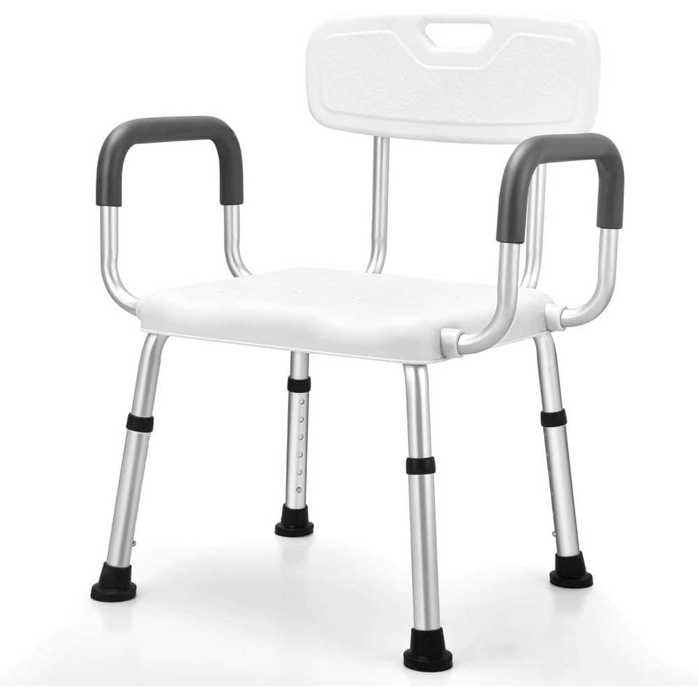 20 in. Freestanding Portable Shower Chair with Removable Backrest and Armre
