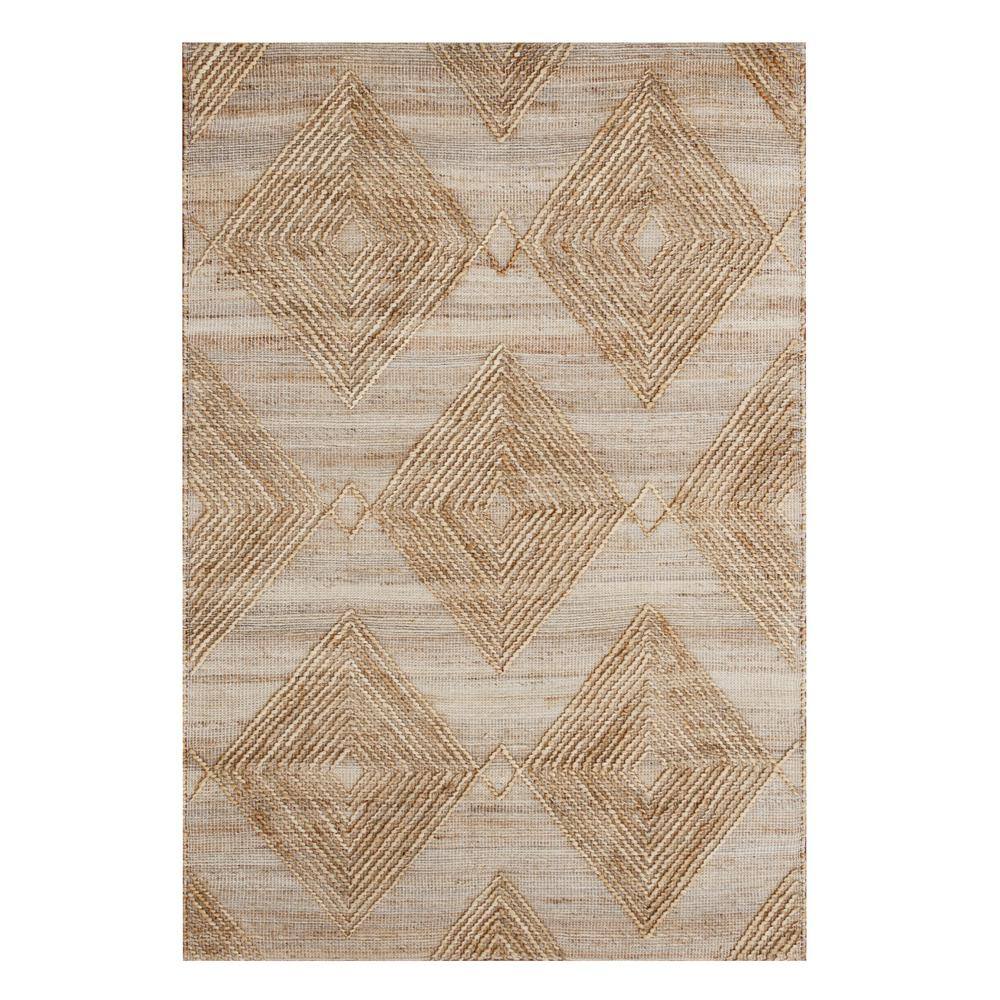 LR Home Mauri Natural 9 ft. x 12 ft. Diamond Modern Jute Blend Area Rug