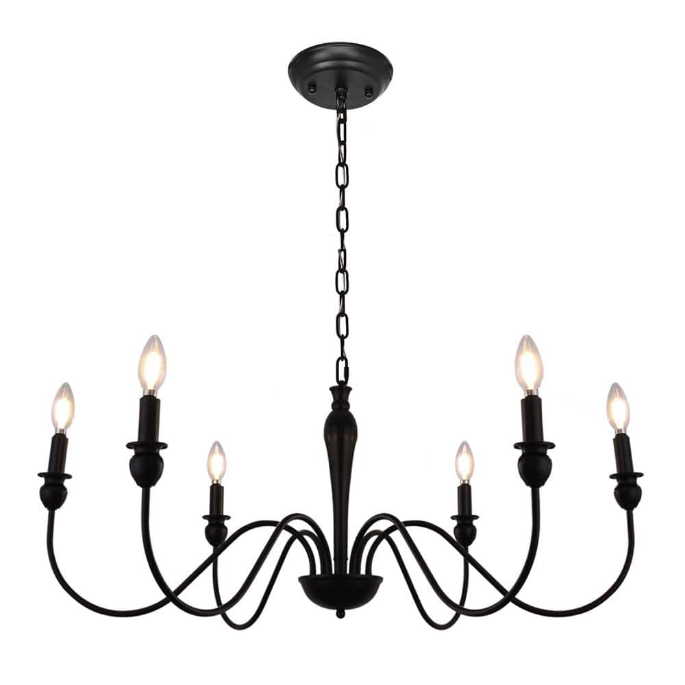 Modern Farmhouse Dining Room Chandelier 6-Light Mattle Black Large Kitchen Island Candlestick Chandelier Pendant price history on PriceWatchPro