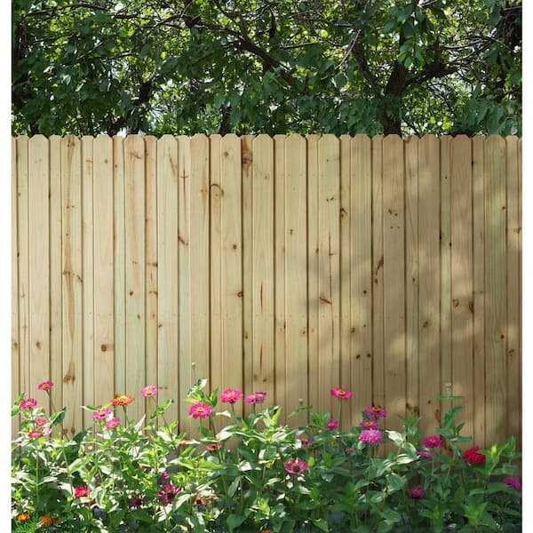 6 ft. x 8 ft. Pressure-Treated Pine Board-On-Board Fence Panel (4 in. Pickets, 2x4 Backer Rails)