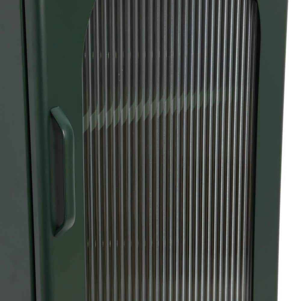 Solstice Arched Glass Door Metal Storage Cabinet in Dark Green