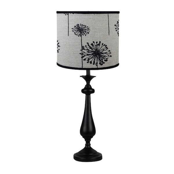 HomeRoots 26.5 in. Black Candlestick Dandelion Shade Table Lamp