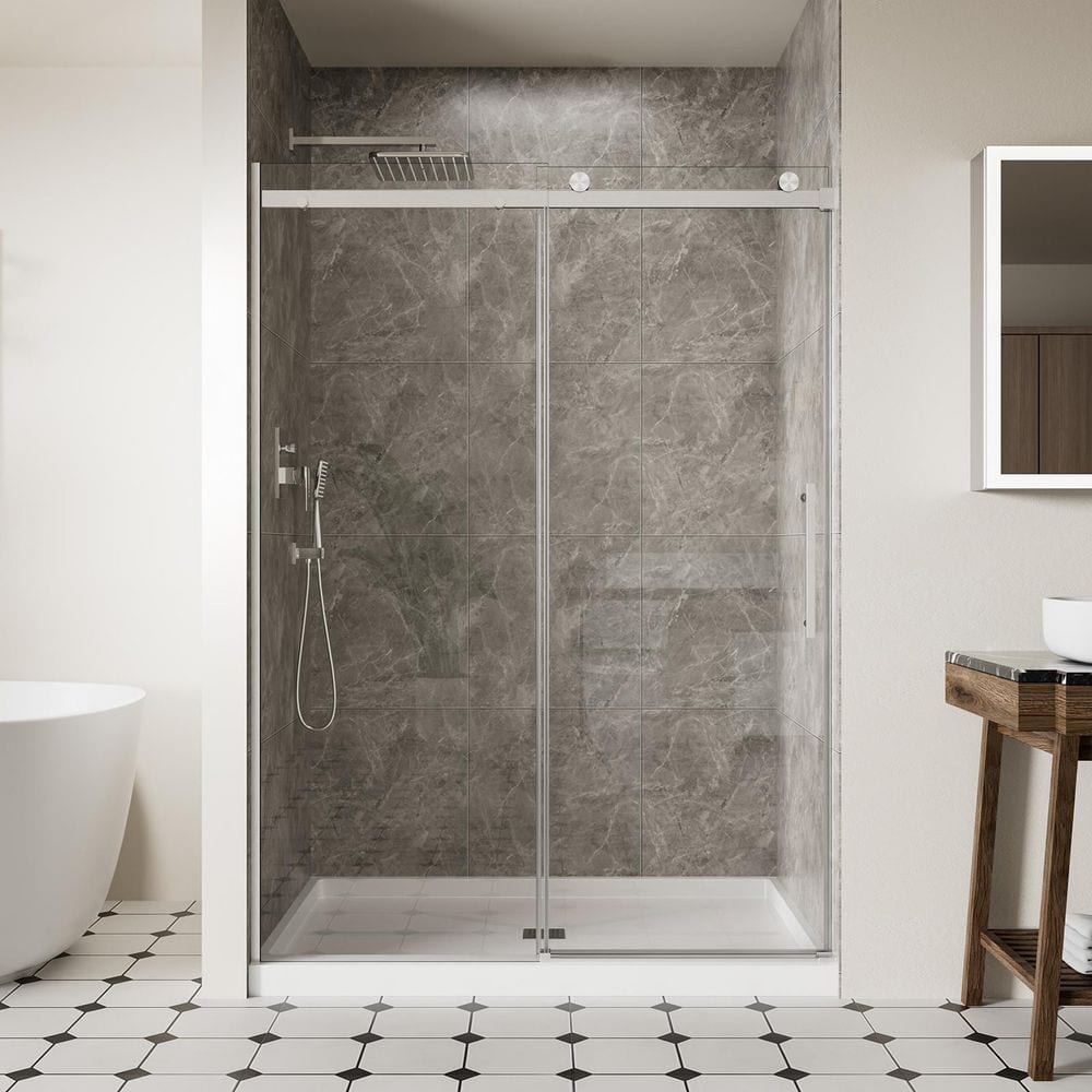 ACE DECOR 54 in. W x 74 in. H Single Sliding Frameless Shower Door