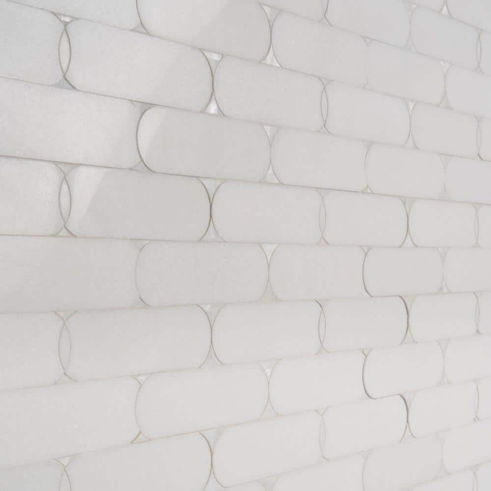 Nadine White Polished Marble Mosaic Wall Tile