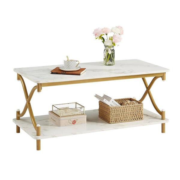 VECELO X-Design Coffee Table for Livingroom, 2 Tier