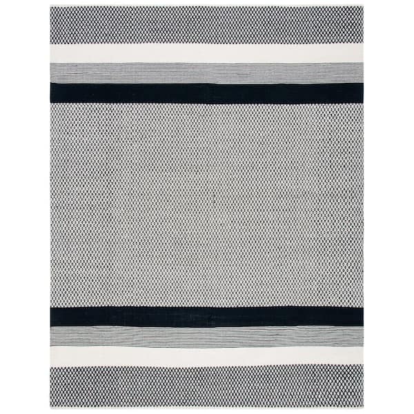SAFAVIEH Kilim Black/Ivory 8 ft. x 10 ft. Striped Trellis Solid Color Area Rug