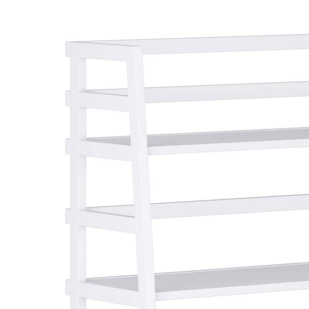Acadian Solid Wood 4-Tier White Ladder Shelf Bookcase