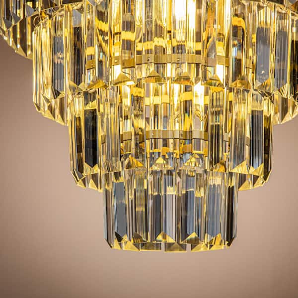 ALOA DECOR 16 in. 4-Light Tiered Gold Chandelier With Clear 