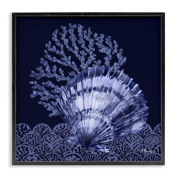 Stupell Industries Shadowed Clam Still Life by Paul Brent Black Framed Coastal Giclee Art Print 12 in. x 12 in.