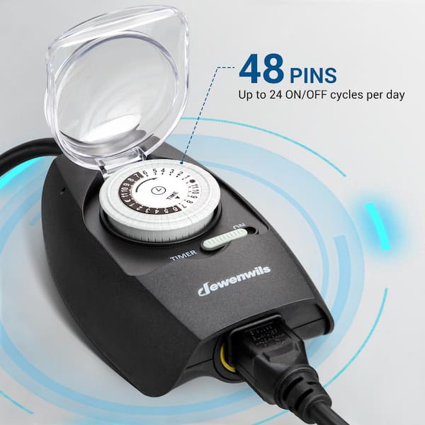 2-Pack 24-Hour Programmable Plug in Countdown Outdoor Timer for Holiday Decorations-Black