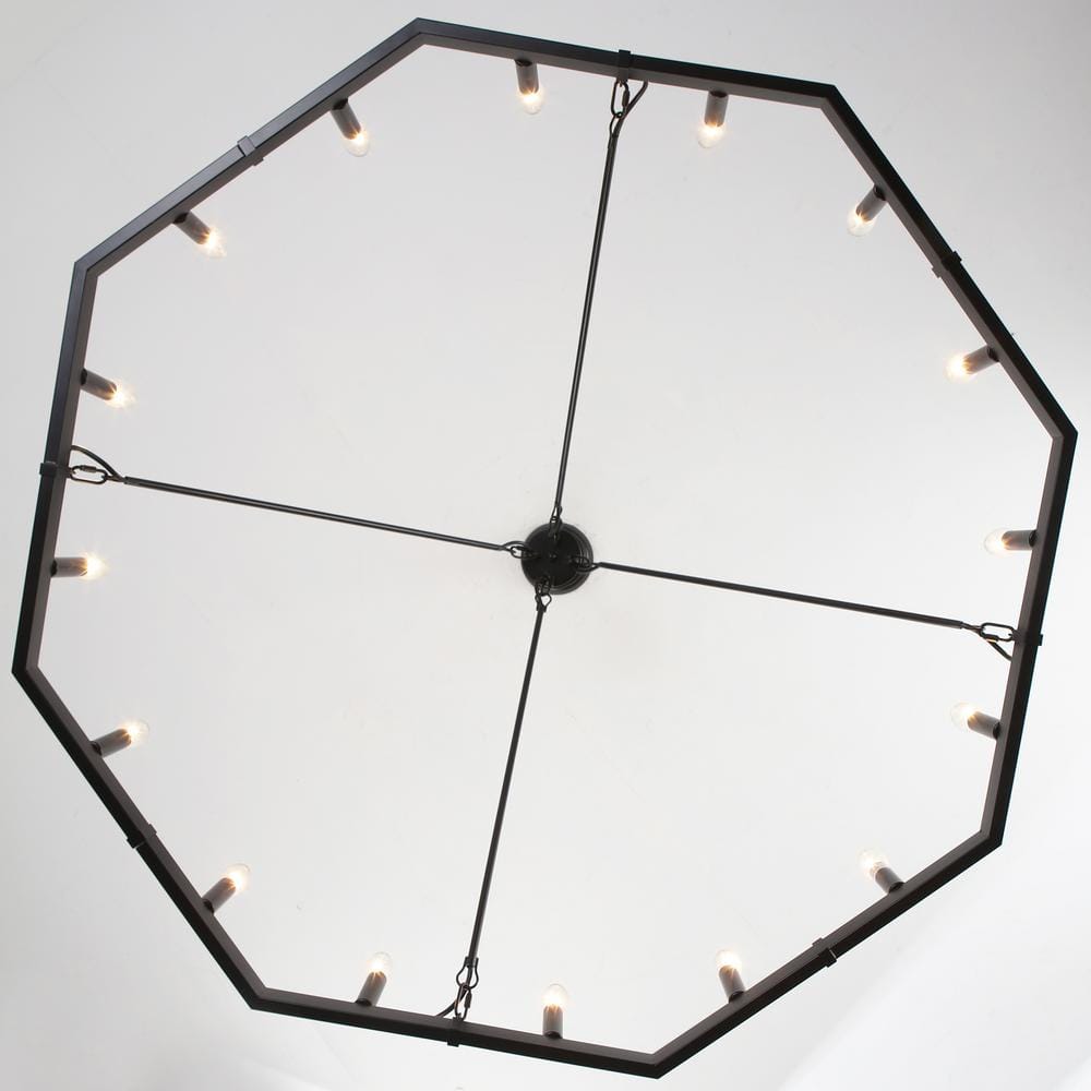 Black Metal 43-Inch Wagon Wheel Candle Chandelier