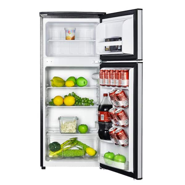 Magic Chef - 4.5 cu. ft. 2 Door Mini Fridge in Stainless Look with Freezer