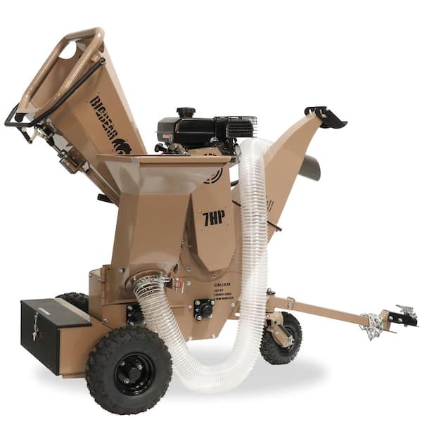 BIGBEAR POWER Tornadic 3 in. 7 HP Gas Powered Commercial Chipper Shredder, Self Feeding, with Vacuum and Recoil Start