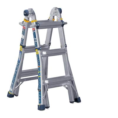 Werner 5 in 1 Multi Position Pro 14 ft. Reach Aluminum Adjustable Multi Position Ladder, 375 lb. Load Capacity Type IAA Duty